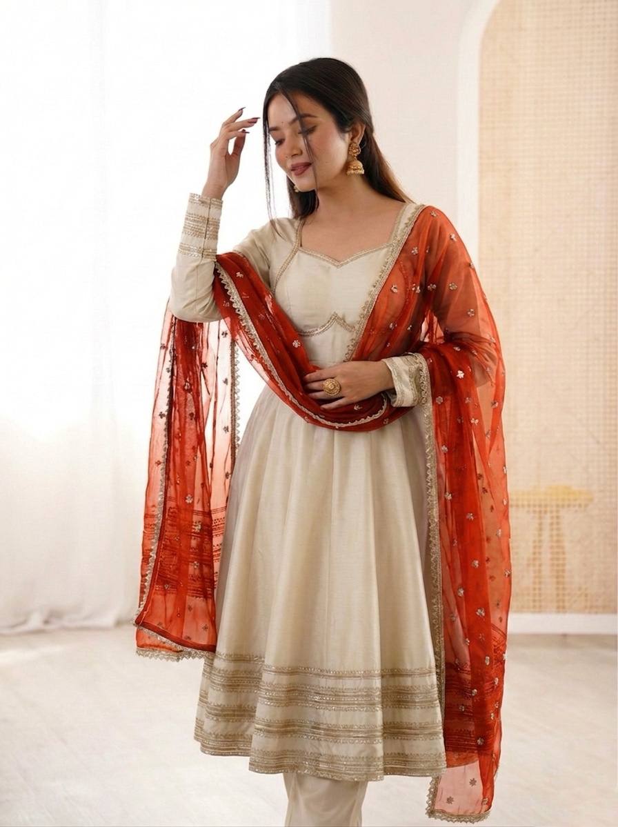 Cream Cosmos Gold Suit Set