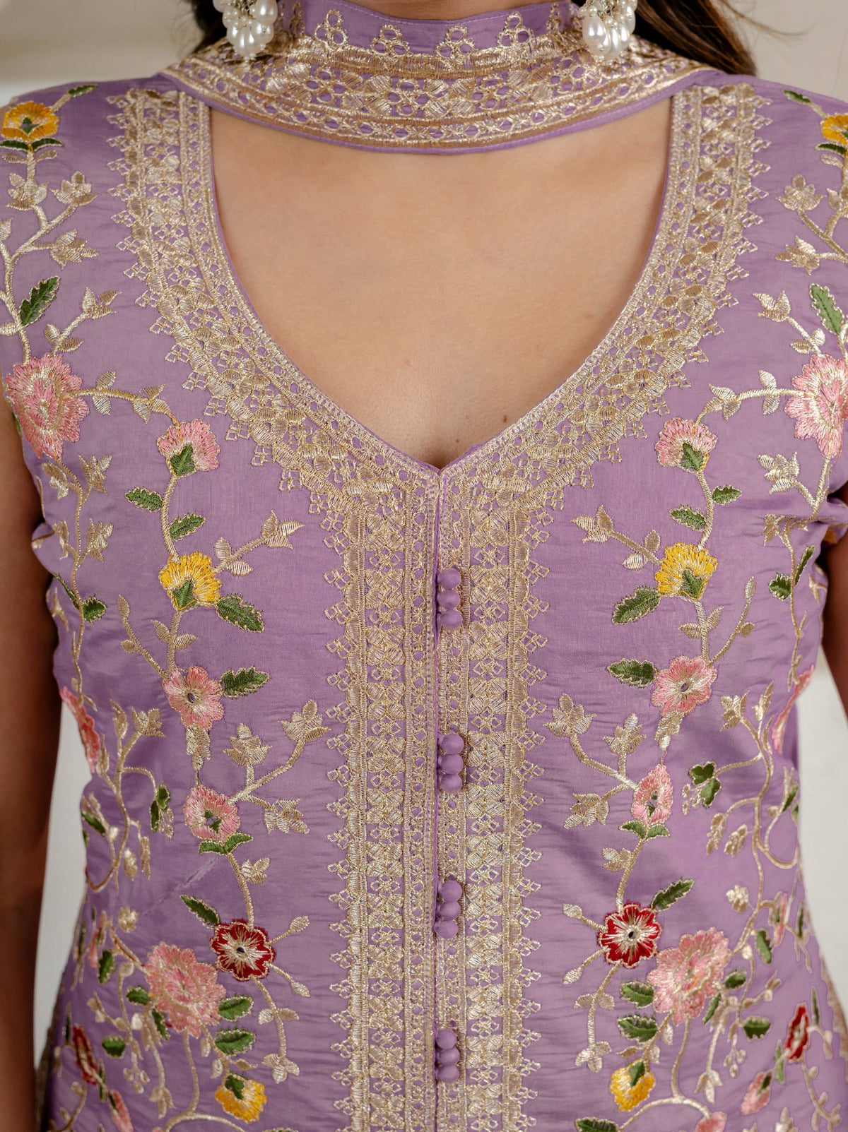 Purpal Roman Silk 5mm Sequence Embroidere Sharara with Dupatta